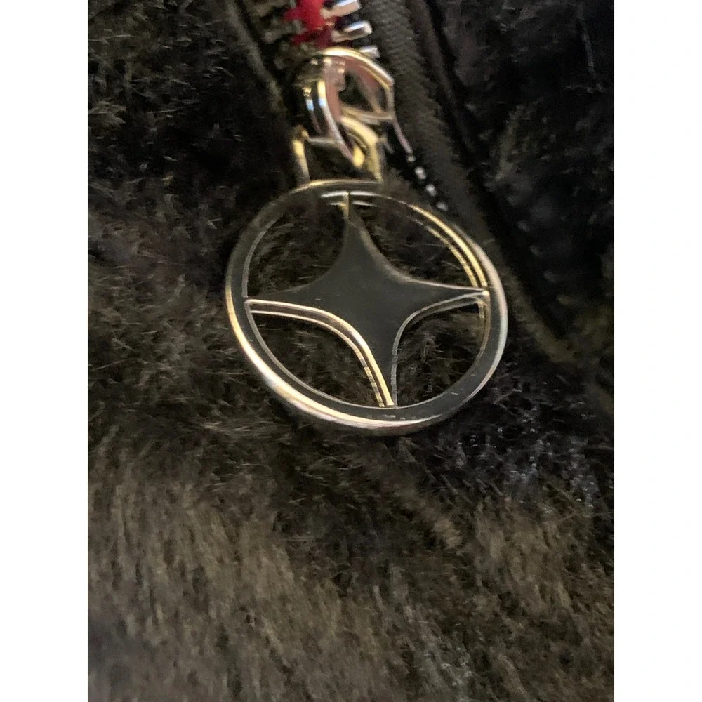 Y2K Paris Hilton Faux Fur Hobo Bag Women Small Black Rhinestone P Bling Patch